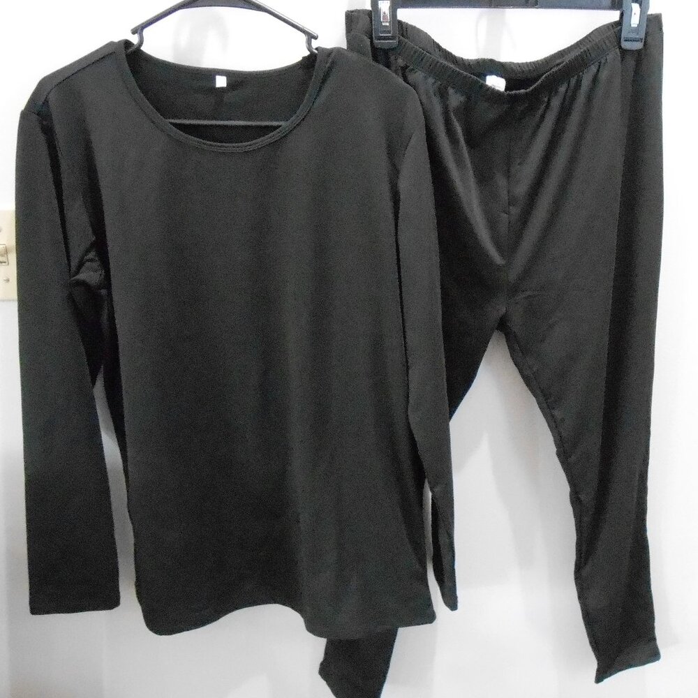 Live Your Greatness Black Women's 2 Pc Long Sleeve Top & Pull On Pants-2XL